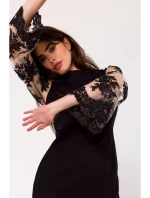 Šaty s širokými rukávy béžové model 19003102 - Makover Šaty s širokými rukávy béžové model 19003102 - Makover