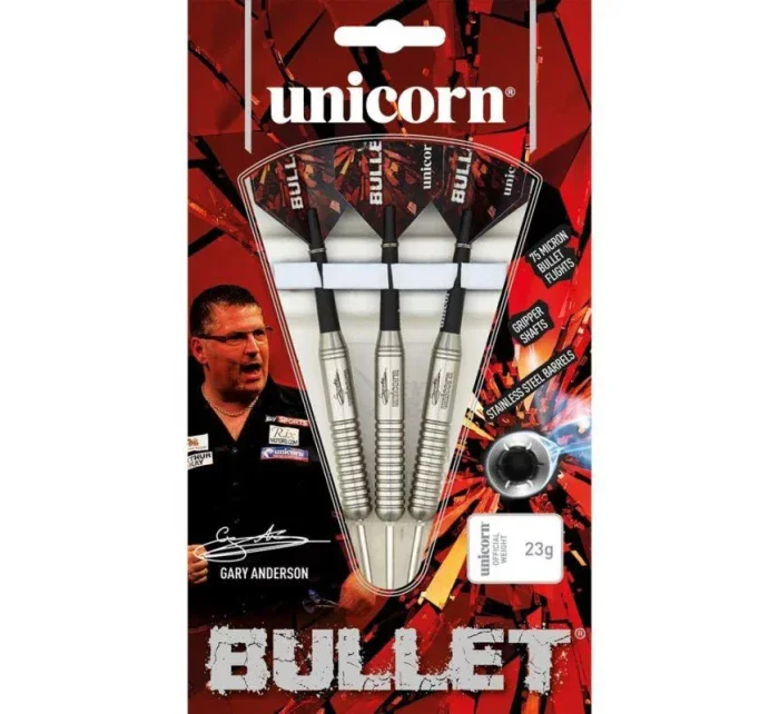 SPORT Šipky Unicorn Bullet z nerezové oceli - Gary Anderson 22g:27520|24g:27521|26g:27522 - Bullet