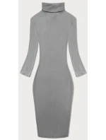 Šedé vypasované žebrované šaty s rolákem Rue Paris model 19447345 - Factory Price Šedé vypasované žebrované šaty s rolákem Rue Paris model 19447345 - Factory Price