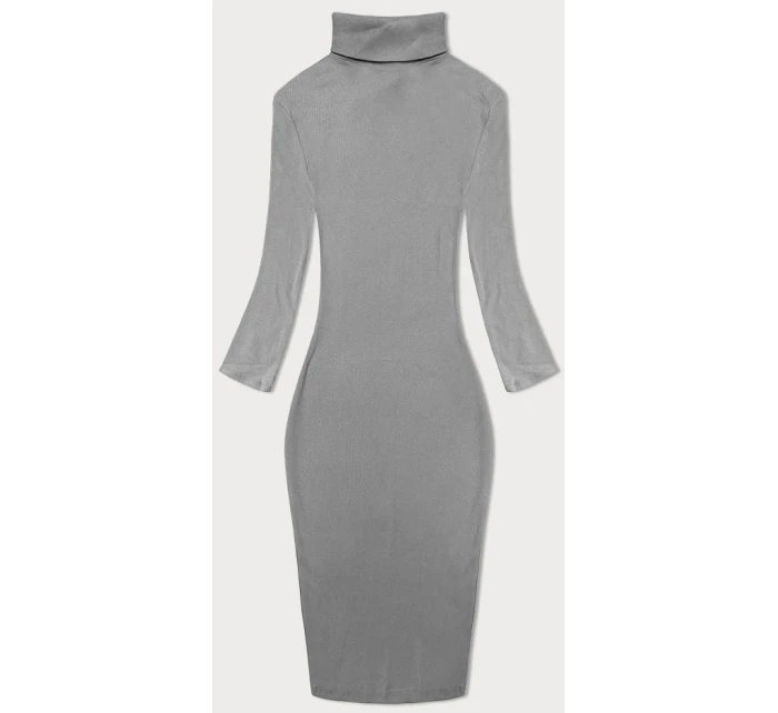Šedé vypasované žebrované šaty s rolákem Rue Paris model 19447345 - Factory Price Šedé vypasované žebrované šaty s rolákem Rue Paris model 19447345 - Factory Price
