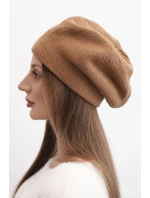 Dámská klasická hladká pletená čepice K420 camelová Dámská klasická hladká pletená čepice K420 camelová
