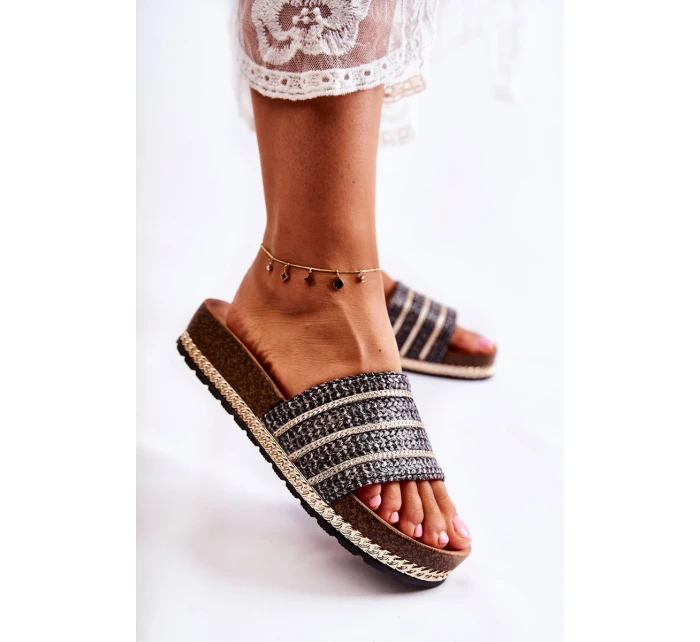 Dámské klasické pantofle s řetízkem Černá Maddy