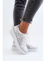 Dámské tenisky na platformě z bílé kůže model 21656159 - EVENTO Dámské tenisky na platformě z bílé kůže model 21656159 - EVENTO