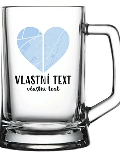 Personalizovaná pivní sklenice - Dvě místa, jedno srdce