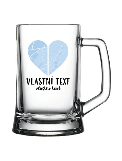 Personalizovaná pivní sklenice - Dvě místa, jedno srdce
