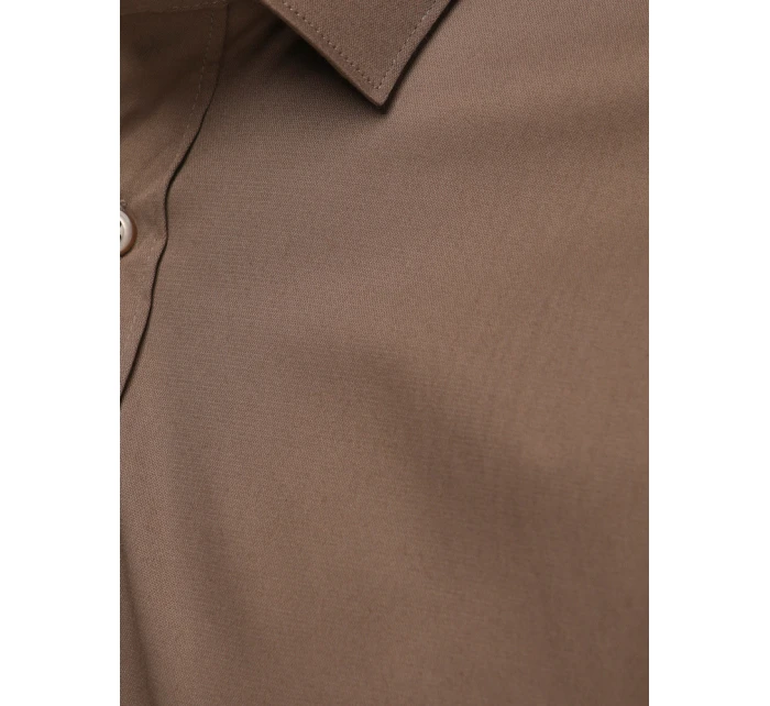 Pánská elegantní hladká hnědá košile REGULAR FIT FashionStreet DX2684