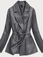 Volný krátký dámský kabát v grafitové barvě (2727)