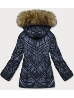 Tmavě modrá dámská bunda s kapucí pro přechodné období (H-97-1)