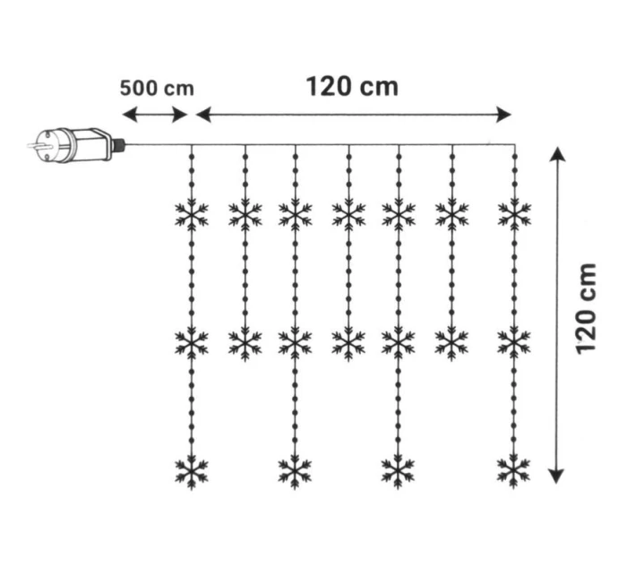 Světelný závěs 120x120 CM 232LED COOL WHITE SNOW BLOWS