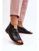 Dámské kožené sandály model 21648260 černé - Laura Messi Dámské kožené sandály model 21648260 černé - Laura Messi