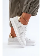 Bílé dámské kožené tenisky S.Barski LR760