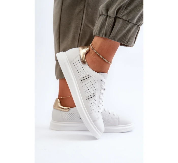 Bílé dámské kožené tenisky S.Barski LR760