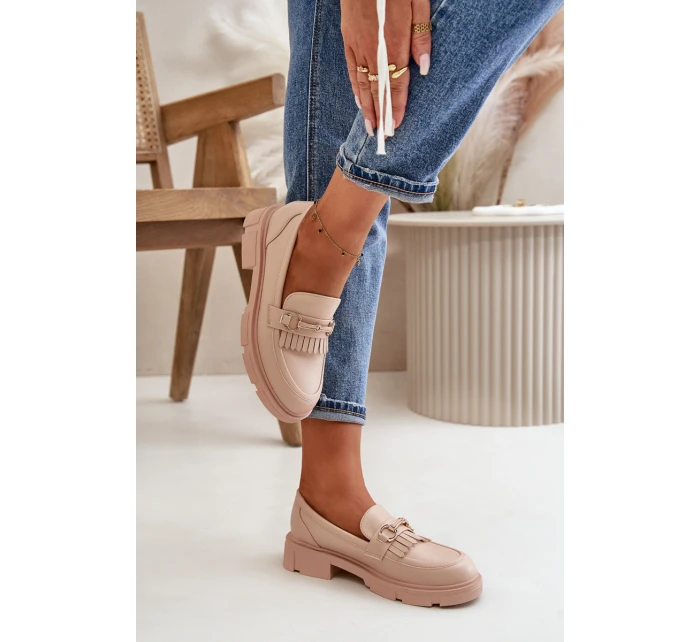 Dámské Mokasíny S Dekorací Eko Kůže Béžové model 21670524 - Boto Dámské Mokasíny S Dekorací Eko Kůže Béžové model 21670524 - Boto