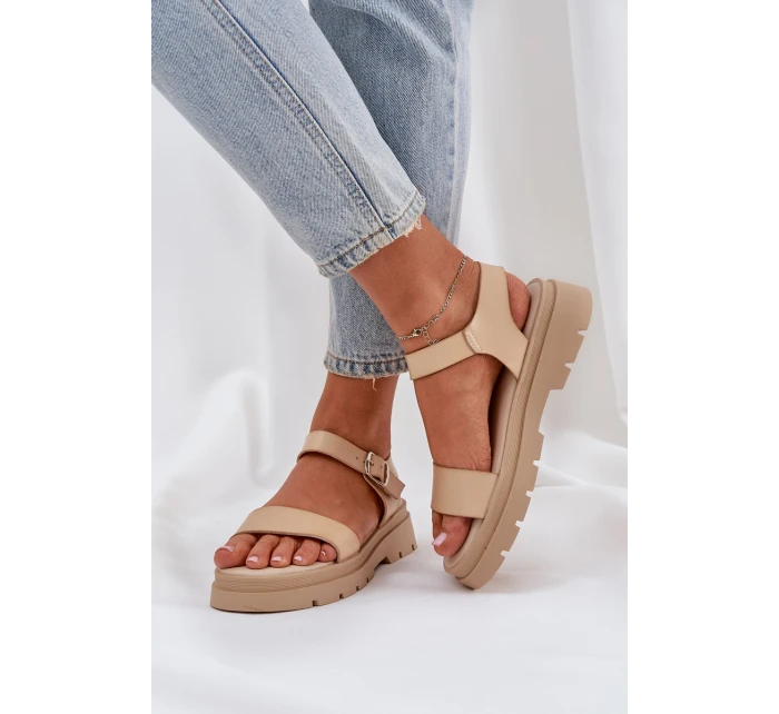 Dámské Sandály Na Platformě Béžové model 21684403 - Boto Dámské Sandály Na Platformě Béžové model 21684403 - Boto