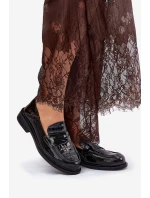 Lakované Kožené Mokasíny Dámské model 21691310 Černé - VINCEZA