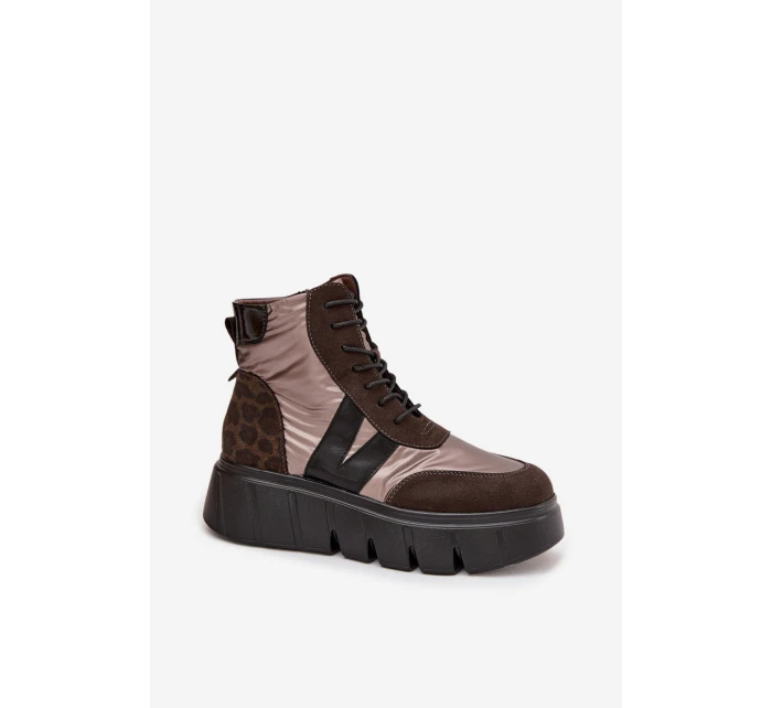 Dámské zateplené kotníkové boty na platformě Vinceza 58562 hnědé Dámské zateplené kotníkové boty na platformě Vinceza 58562 hnědé