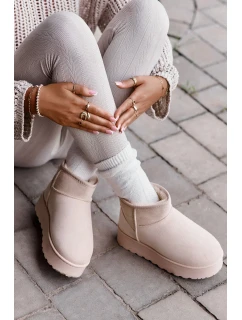 Sněhule Dámské Na Platformě Zateplené Kožíškem Světle Béžové Xamella