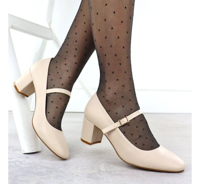 Sergio Leone PB176 páskové lodičky na nízkém podpatku v tělové barvě Sergio Leone PB176