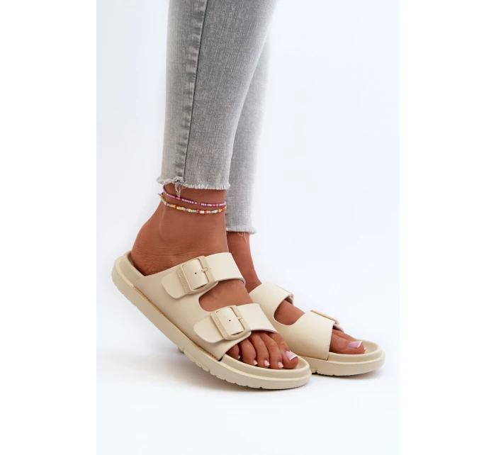 Lehké Pěnové Dámské Žabky S Big Star Béžové model 21660703 - Big Star Shoes Lehké Pěnové Dámské Žabky S Big Star Béžové model 21660703 - Big Star Shoes