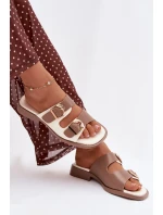 Dámské pantofle s zlatými sponami béžové model 21919181 - EVENTO Dámské pantofle s zlatými sponami béžové model 21919181 - EVENTO