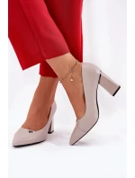 Elegantní dámské lodičky na širokém podpatku Vinceza – šedé