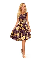 Rozšířené dámské šaty 114-13 černo-žluté - Numoco Rozšířené dámské šaty 114-13 černo-žluté - Numoco