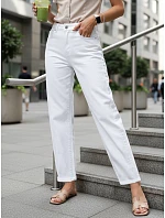 Jeansy damskie fit z wysokim stanem białe model 22102007 - FashionStreet