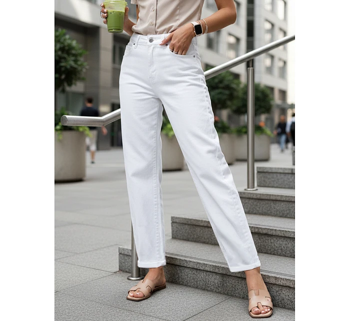 Jeansy damskie fit z wysokim stanem białe model 22102007 - FashionStreet