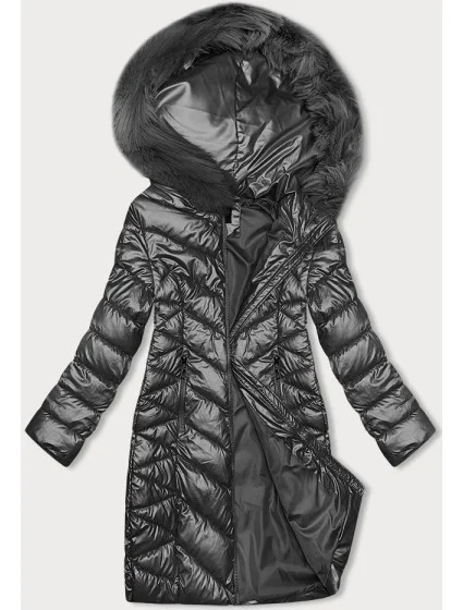 Prošívaná dámská zimní bunda v grafitové barvě model 21246953 - J.STYLE