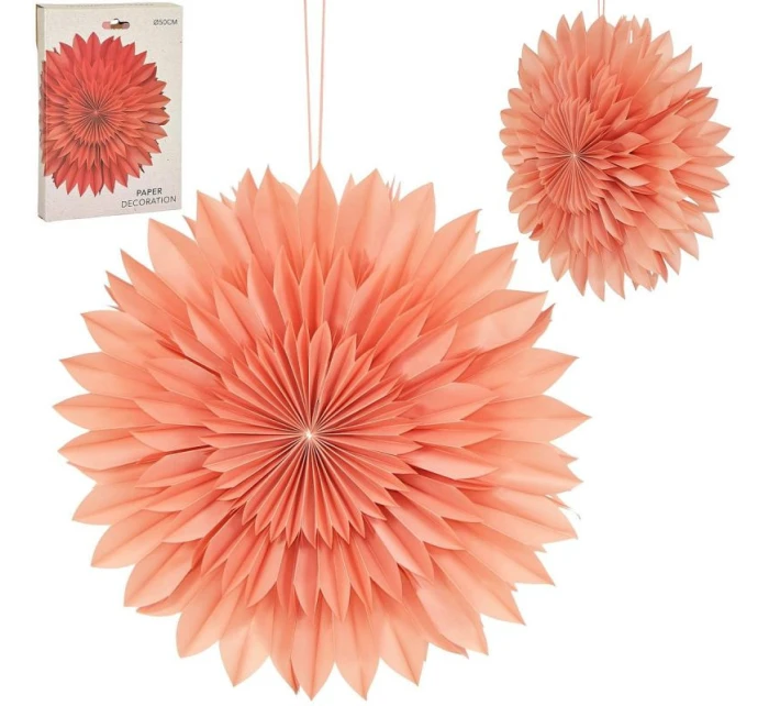 DEKORATIVNÍ ZÁVĚSNÁ PAPÍROVÁ HVĚZDA 3D 50CM RŮŽOVÁ