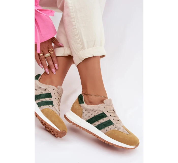 Dámské tenisky z pravé semišové kůže béžovo-žluté Marceline
