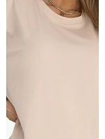 model 22155670 Bavlněné volné oversize šaty s krátkými rukávy béžové - numoco basic