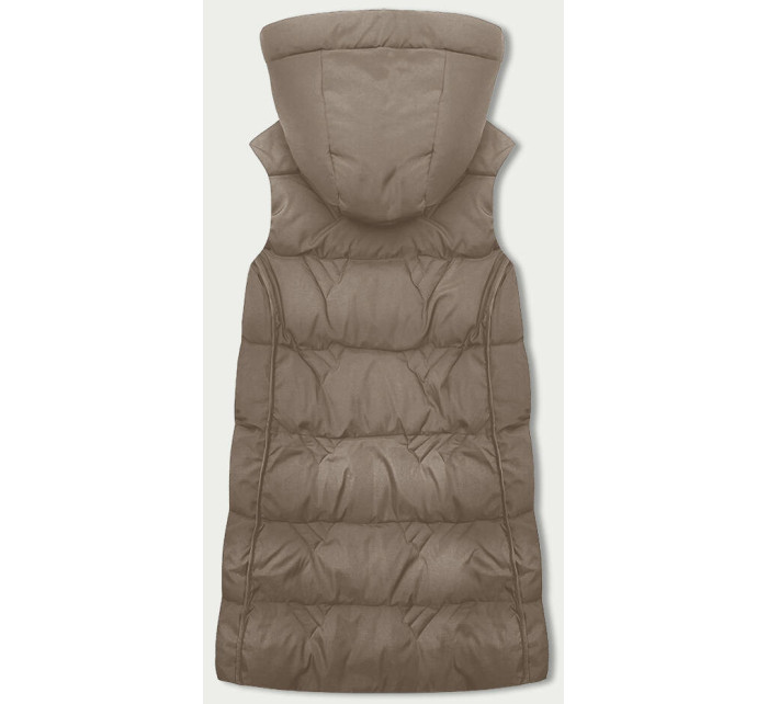 Béžová dámská vesta s kapucí (B8176-12)