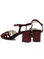 Dámské sandály na jehlovém podpatku bordó D&A by S.Barski SR61-0102