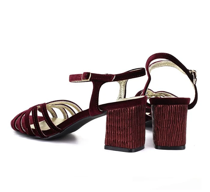 Dámské sandály na jehlovém podpatku bordó D&A by S.Barski SR61-0102