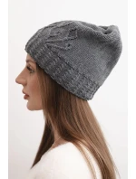 Dámská zimní čepice vlněná s ozdobným  grafitová model 21866352 - K-Fashion