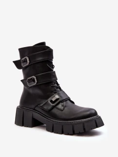 Dámské kožené boty černé model 21635697 - S.Barski