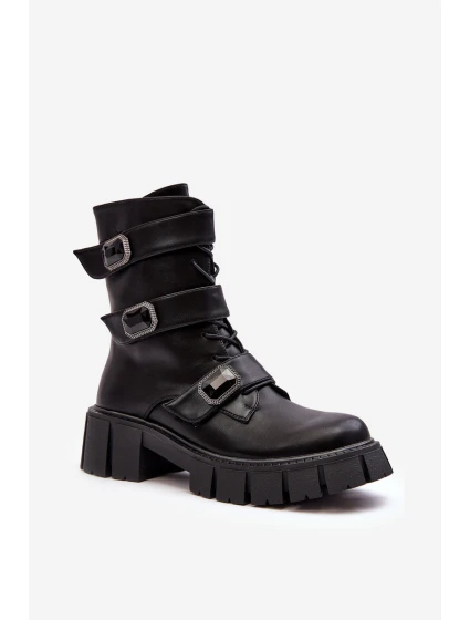 Dámské kožené boty černé SBarski MR870-62