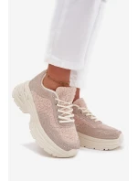 Dámské Tenisky S Krystaly A Beránkem Světle Béžové Zarika