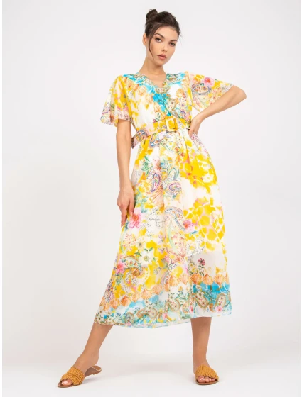 Šaty DHJ SK 15967 1.01P bílá a žlutá