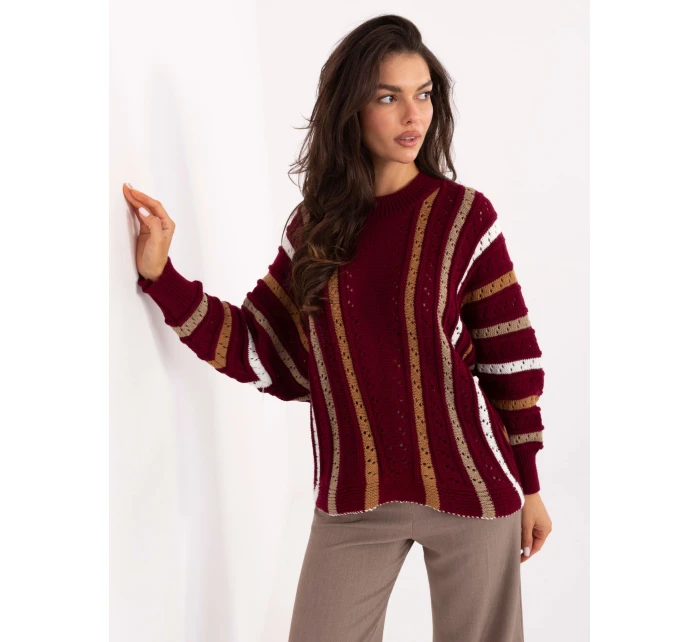 Sweter IT SW model 21393073 bordowy - FPrice Sweter IT SW model 21393073 bordowy - FPrice