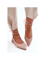 Dámské vázané baleríny s kamínky 6140 Béžová - Diamantique