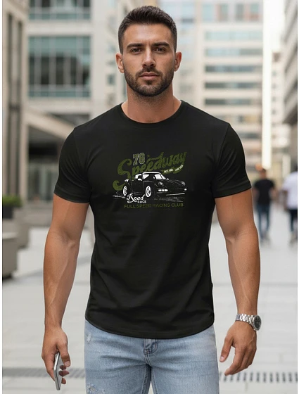 Tshirt męski z nadrukiem czarny model 22156990 - FashionStreet