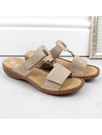 Pohodlné žabky Rieker W RKR681 beige Pohodlné žabky Rieker W RKR681 beige