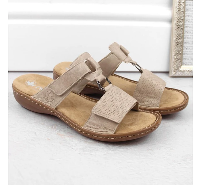 Pohodlné žabky Rieker W RKR681 beige Pohodlné žabky Rieker W RKR681 beige