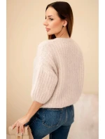 Svetr dámský z mohéru s krátkým rukávem béžový