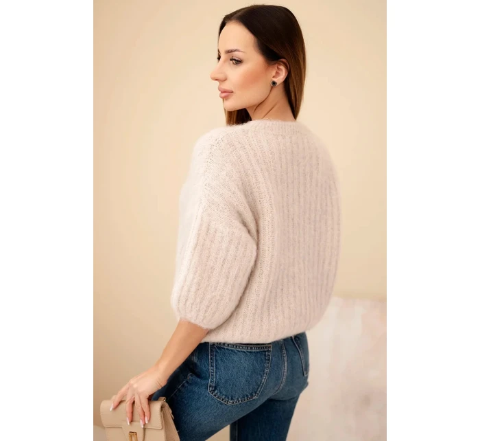 Svetr dámský z mohéru s krátkým rukávem béžový