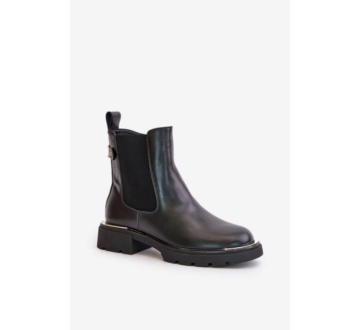 Kožené Boty Chelsea Na Zip GOE OO2N4147-E2 Černé