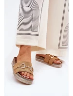 Dámské Pantofle Na Platformě Se Zlatou Dekorací A Leskem Camel Morisela Dámské Pantofle Na Platformě Se Zlatou Dekorací A Leskem Camel Morisela