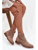 Dámské Kotníkové Boty Na Ploché Podpatky S Béžové model 21713585 - S.Barski Dámské Kotníkové Boty Na Ploché Podpatky S Béžové model 21713585 - S.Barski